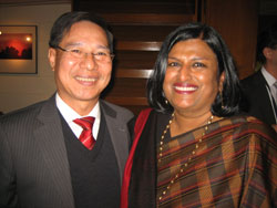 Lao Minister Dr Nam Viyaketh with Ms Latha Reddy, Secretary (East), India's Ministry of External Affairs