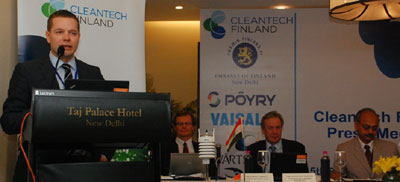 Santtu Hulkkonen, Executive Director, Cleantech Finland, addressing a press conference in New Delhi