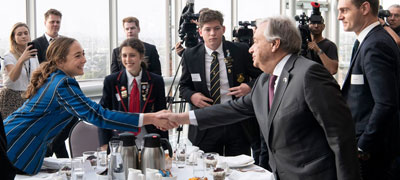 Secretary-General António Guterres attends a morning breakfast with climate action-focused Maori and Pasifika youth. UN Photo/Mark Garten