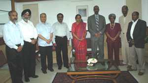 A delegation led by Ato Lemo Gezume, Speaker of the Council of Nationalities of the Southern Nations, Nationalities and Peoples Regional State of Ethiopia called on Lok Sabha Speaker Meira Kumar in Parliament House on August 19, 2009.