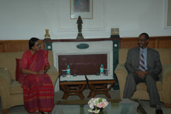 Mr. Ato Lemo Gezume, Speaker of the Council of Nationalities of the Southern Nations, Nationalities and Peoples Regional State of Ethiopia called on Lok Sabha Speaker Meira Kumar in Parliament House on August 29, 2009.