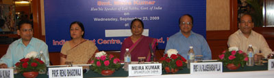 Lok Sabha Speaker Meira Kumar at a function to launch the IGNOU’s Foundation Course in Bhojpuri Language in New Delhi on September 23