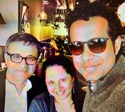Sanjay Kaul with Co-writer Sunayna Kachroo and Danish Renzu, Director and Producer of Songs of Paradise